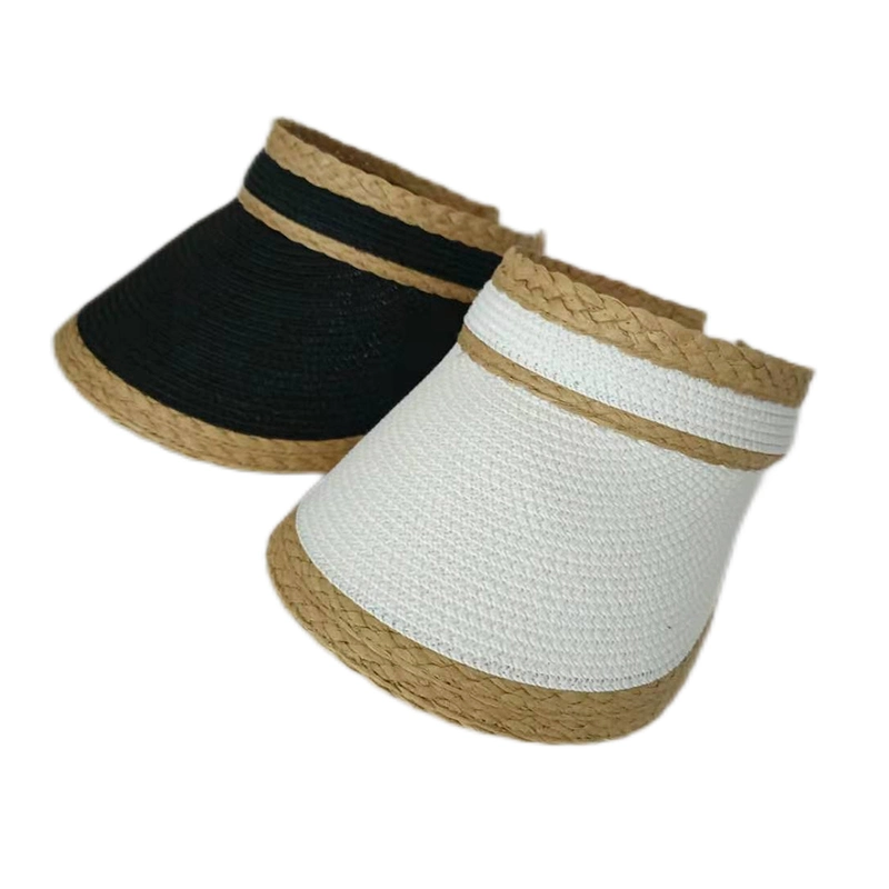 Adjustable Breathable Raffia Paper Braid Sun Summer Straw Visor Hats for Women and Men